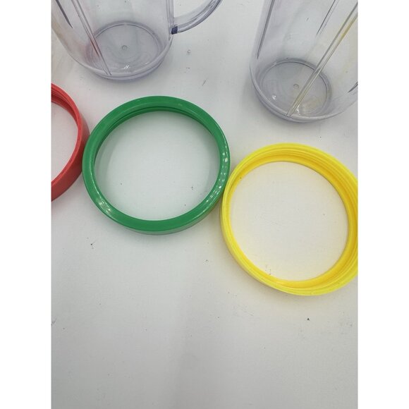 magic bullet 2 cups with handle , lids, multi color rings and seals NEW CONDITIO - Picture 3 of 11